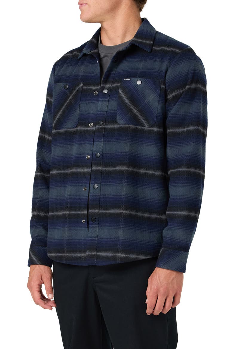 Glacier Plaid Snap-Up Overshirt, Alternate, color, DARK SLATE