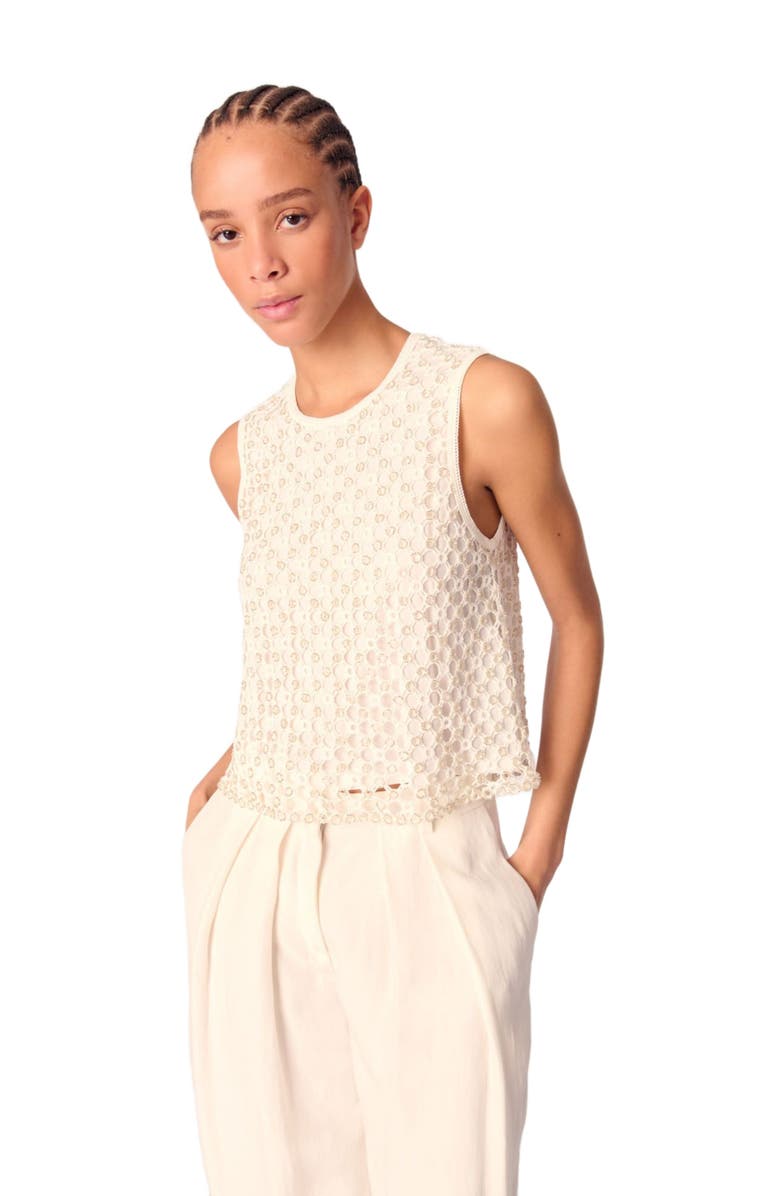 maje Crochet top with beads, Alternate, color, 