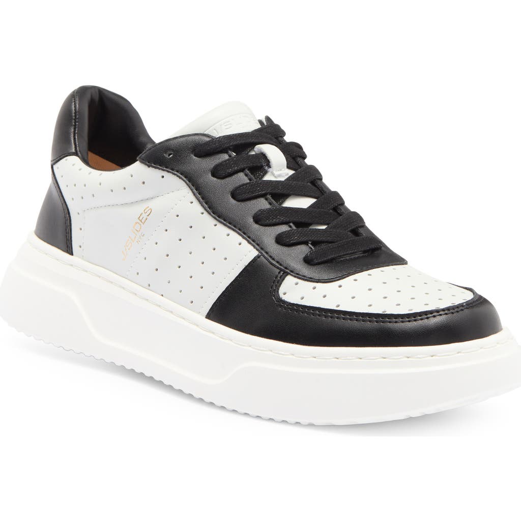 Jslides Fiona Woven Mule In Black/white