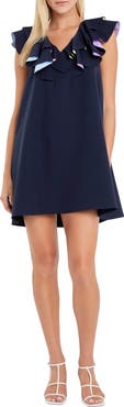English Factory Multicolor Lined Ruffle Shift Dress