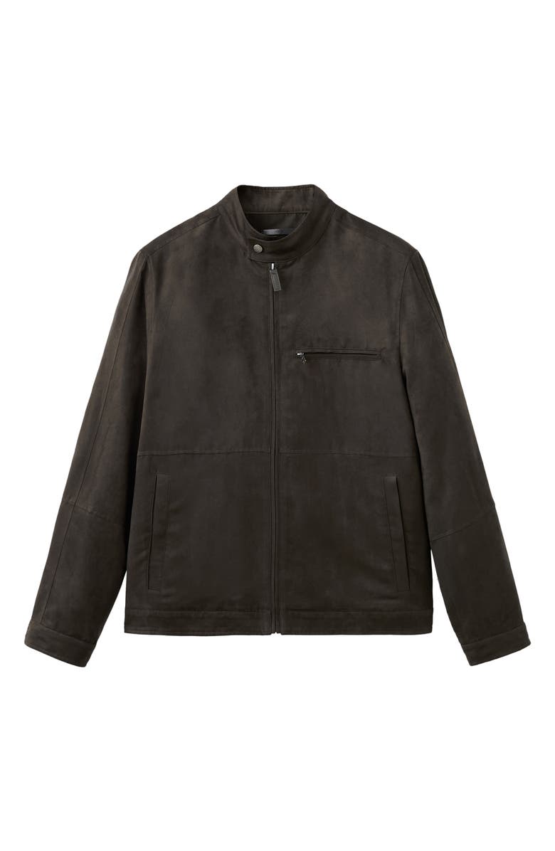 MANGO Faux Suede Biker Jacket, Alternate, color, Brown