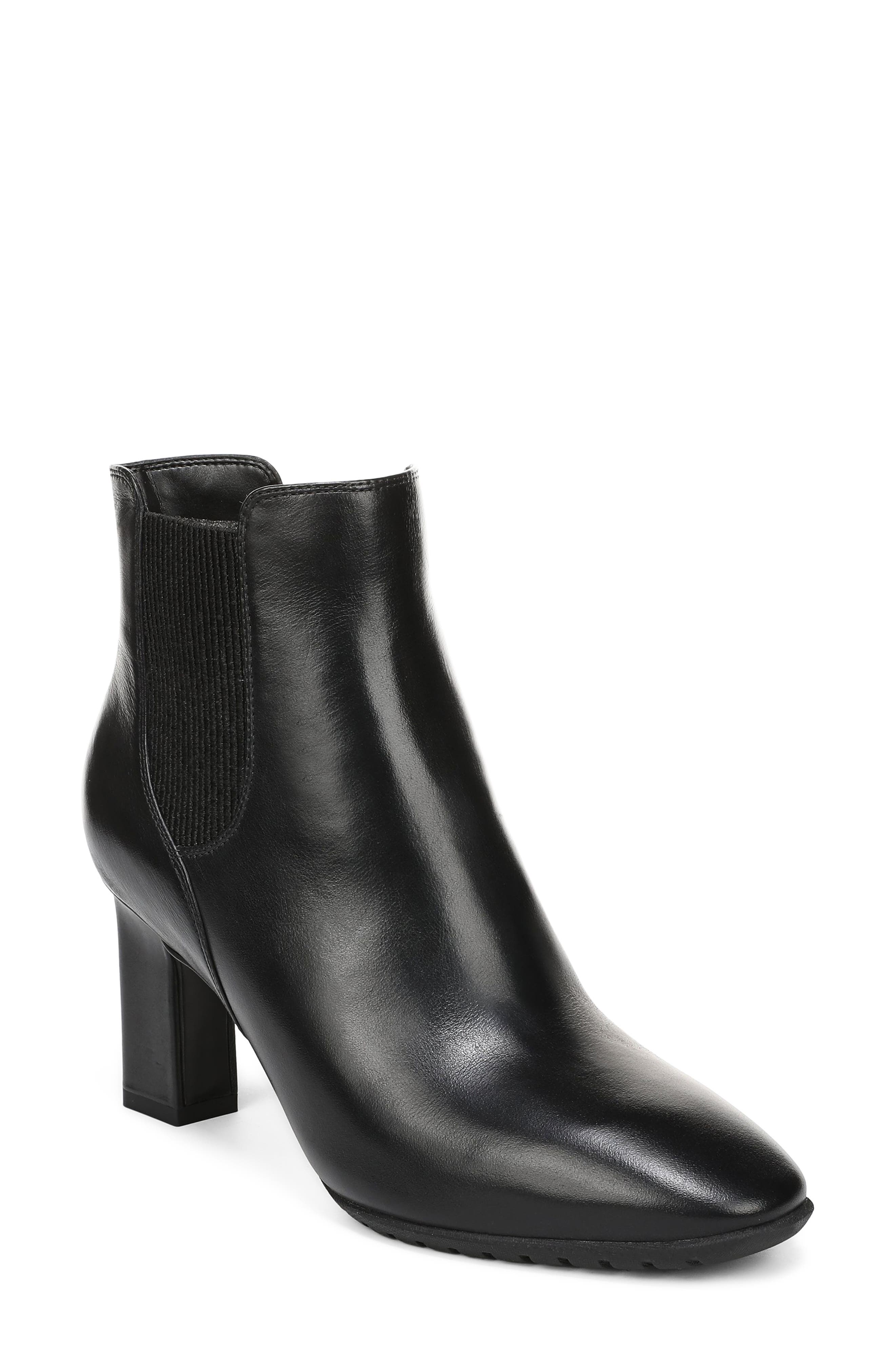 Anastacia Leather Bootie, Main, color, BLACK LEATHER