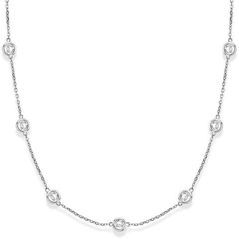 Natural Diamond Station Necklace Bezel-Set 14k (5.00ctw)