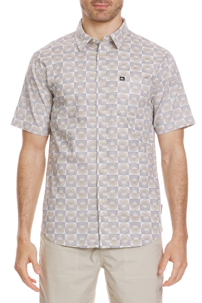 Florever Classic Short Sleeve Button-Up Shirt, Main, color, SILVER BIRCH