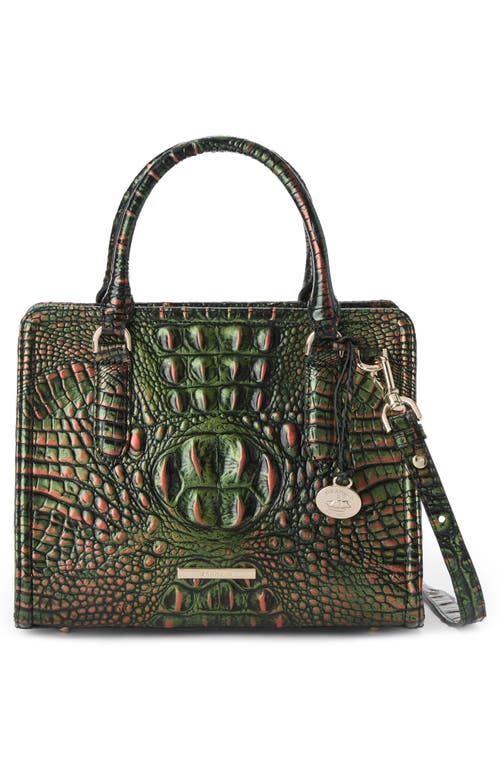 Brahmin Cami Croc Embossed Leather Satchel In Green