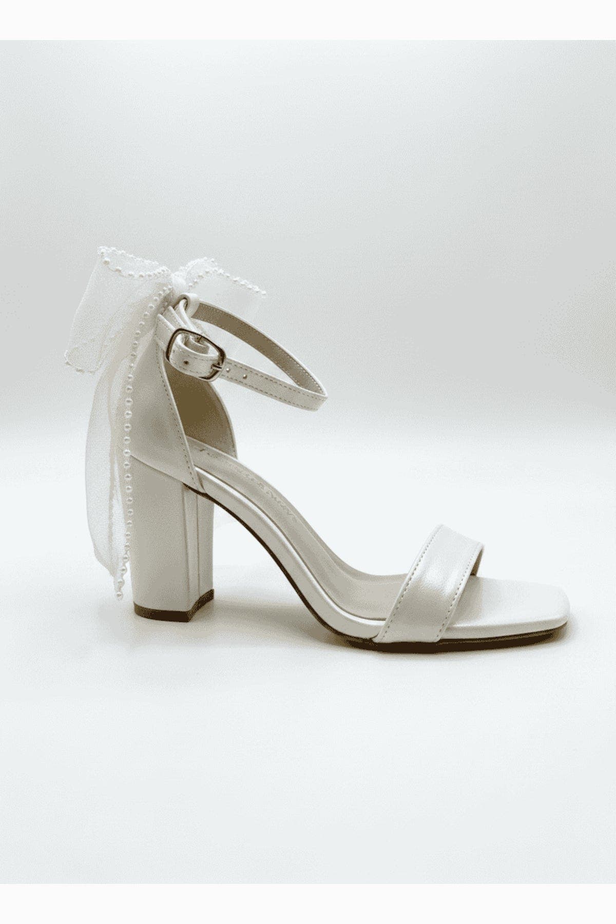 Forever & Always Shoes Evarose Bow Detail Block Heel Bridal Sandal, Alternate, color, Ivory