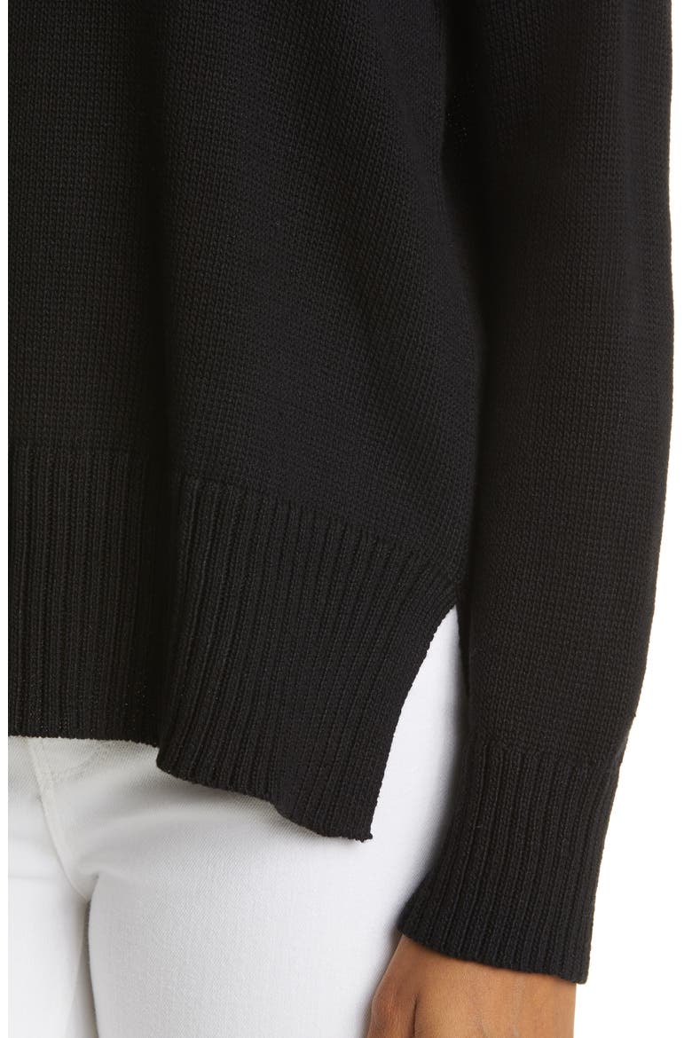 Linen & Cotton Tunic Sweater, Alternate, color, BLACK