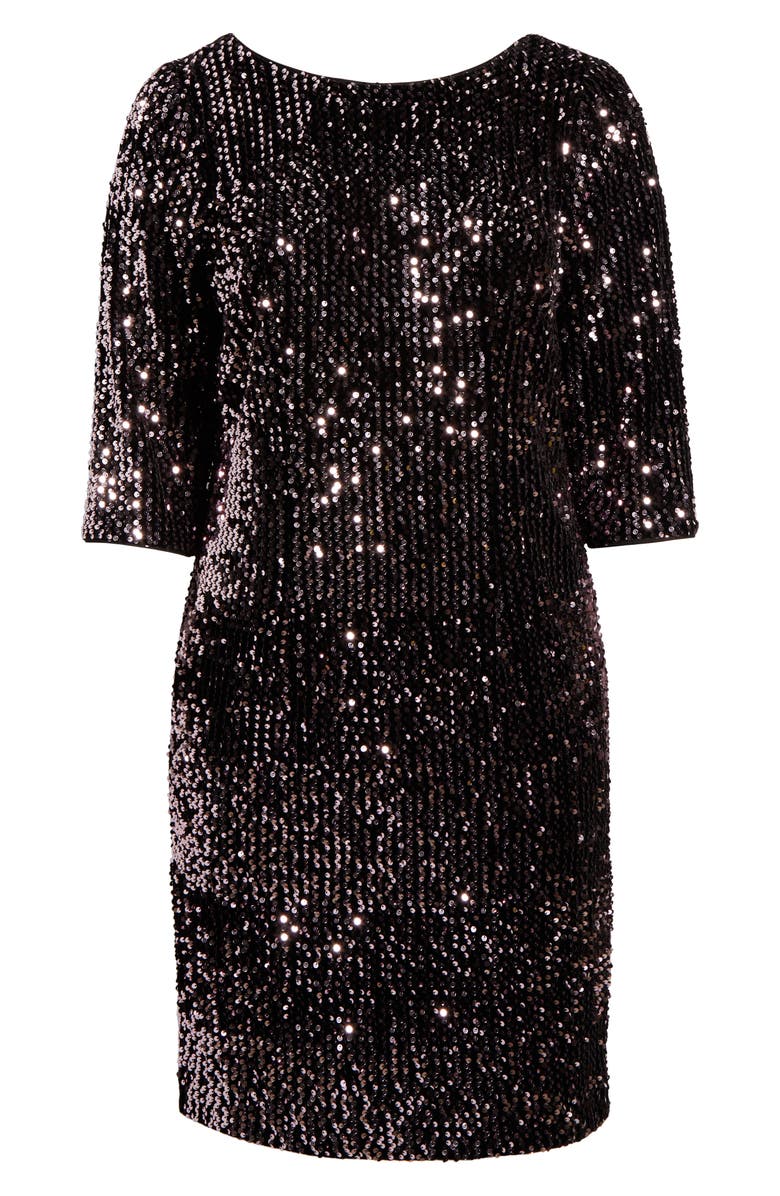 SL FASHIONS Sequin Velvet Cocktail Dress, Alternate, color, Black/ Rose Gold