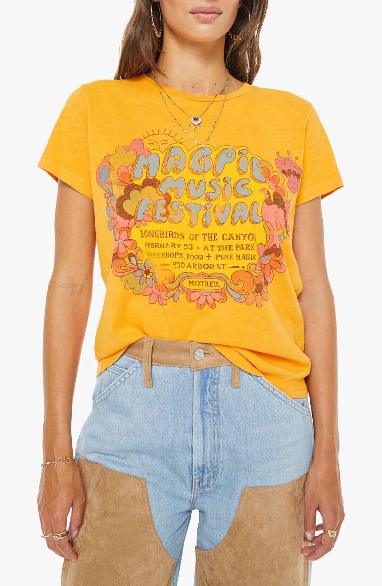 MOTHER The Sinful Embroidered T-Shirt, Main, color, Magpie Music