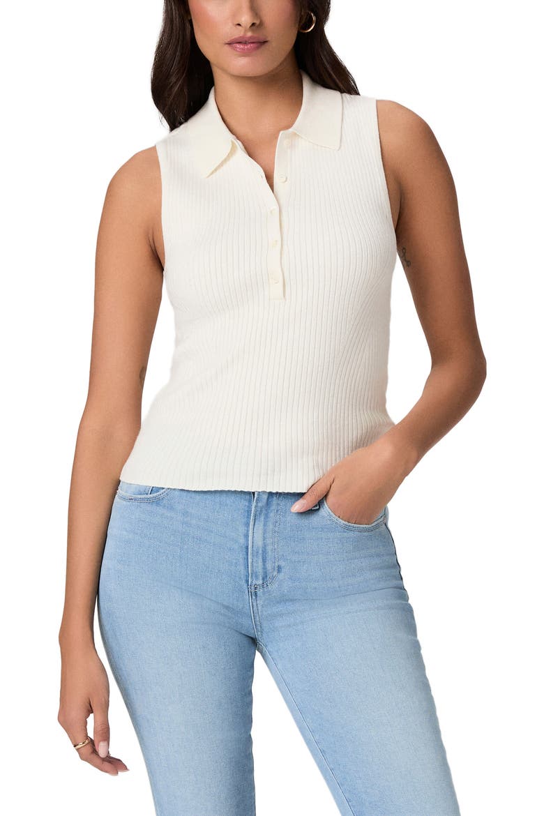 Vesta Rib Sleeveless Polo, Main, color, IVORY