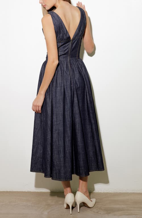 Freemarket Sleeveless Woven Midi Dress In Dark Denim