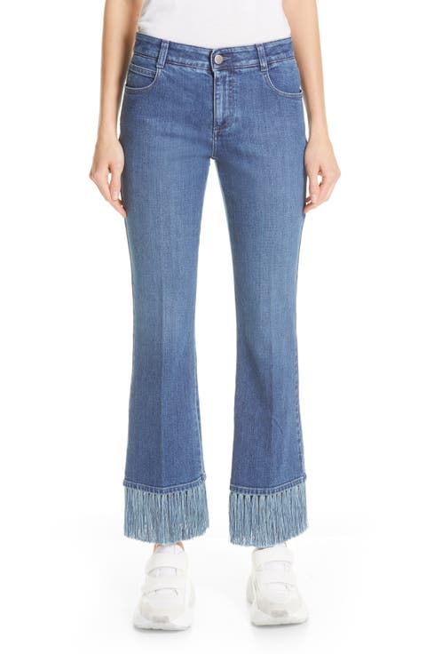 【Stella McCartney】ロゴ mid-riseフレアジーンズ Logo mid-rise flared jeans in blue - Stella Mc Cartney