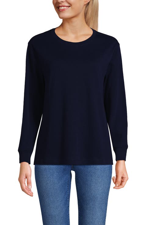 Long Sleeve Cotton Interlock Crew T-Shirt