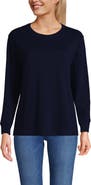 Lands' End Long Sleeve Cotton Interlock Crew T-Shirt