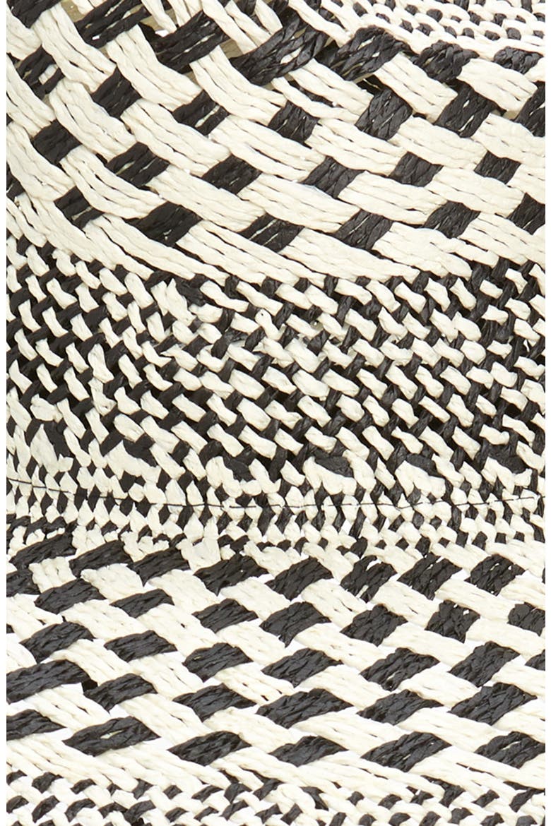 Straw Panama Hat, Alternate, color, BLACK- WHITE