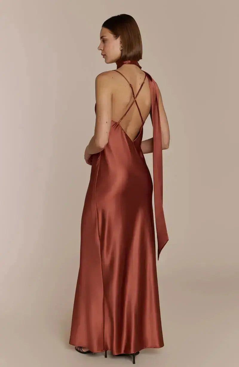 brooklyn dress in burnt orange satin product info and reviews Rent We Are Rewritten Orange Dress UK 12