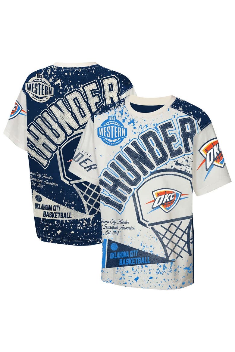 Youth Outerstuff Cream Oklahoma City Thunder Top Player All-Over-Print T-Shirt, Main, color, Cream