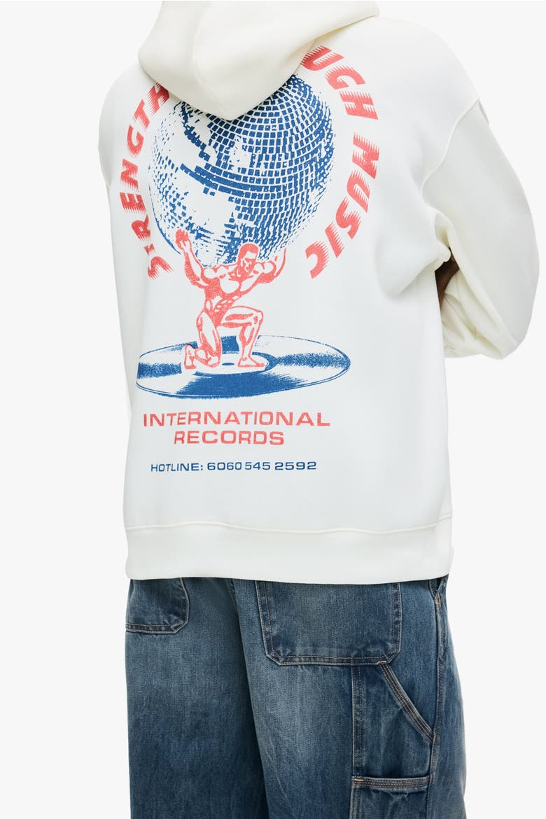 Relaxed Fit Printed Hoodie, Alternate, color, White/STM