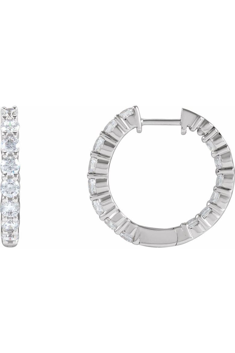 2 CT Lab-Grown Diamond Hoop Earrings in 14K Gold, Alternate, color, White