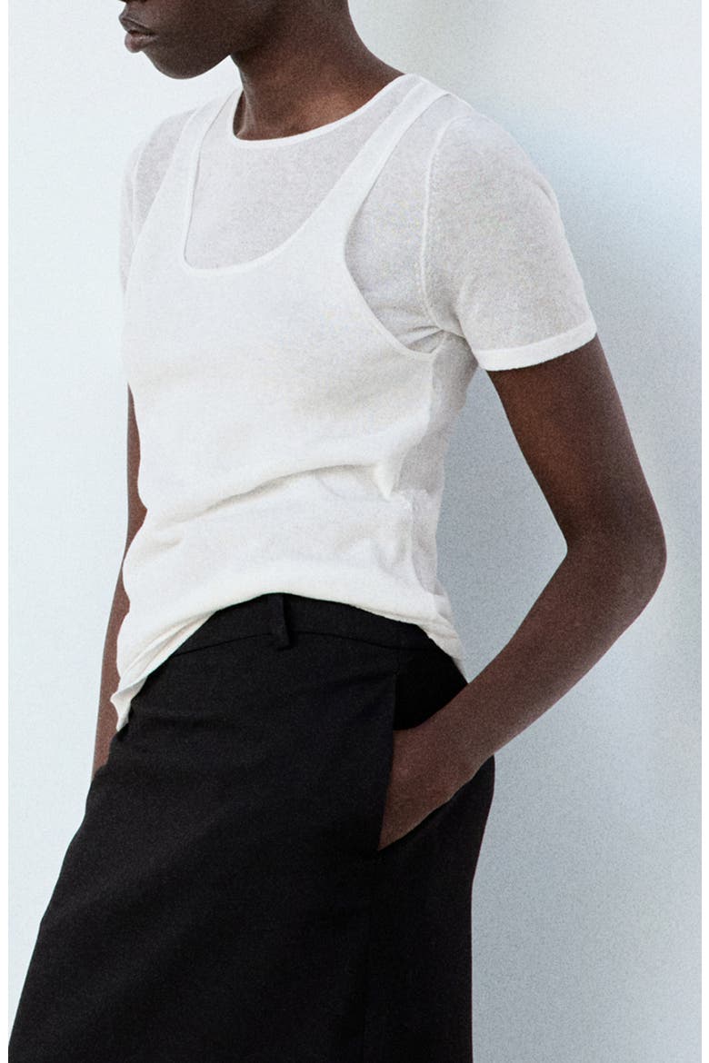 Layered Knit Sweater, Main, color, WHITE