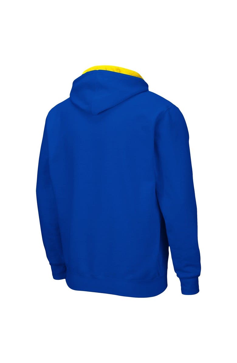 COLOSSEUM Men's Colosseum Royal Delaware Fightin' Blue Hens Arch & Logo 3.0 Full-Zip Hoodie, Alternate, color, Royal