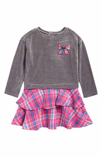 Kids' Bow Plaid Twofer Dress