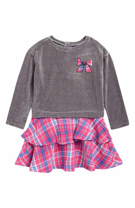 Kids' Bow Plaid Twofer Dress