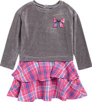 Andy & Evan Kids' Bow Plaid Twofer Dress