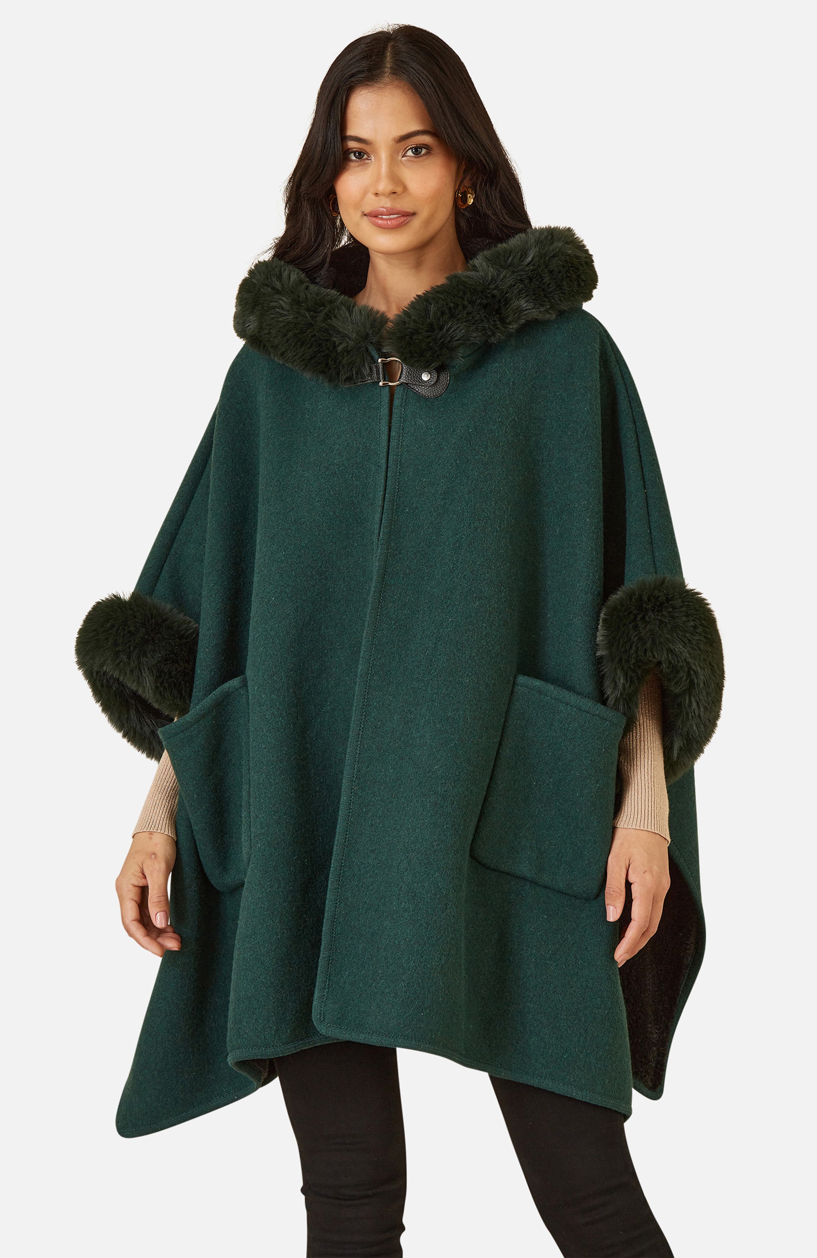Hooded Fur Cape Jacket - image 3