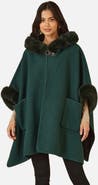 Yumi Hooded Fur Cape Jacket