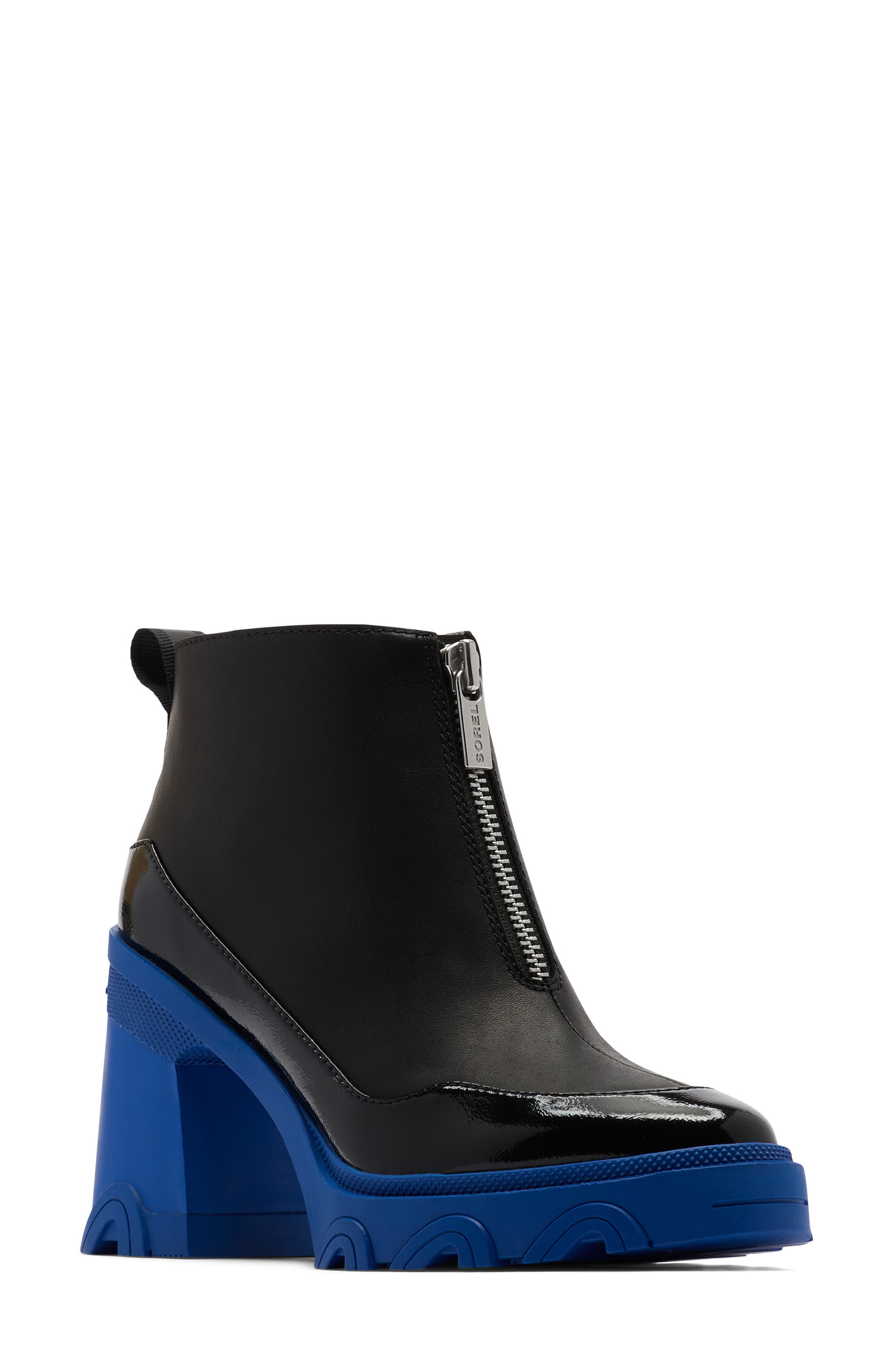Brex™ Bold Waterproof Front Zip Bootie, Main, color, BLACK/ COBALT BLUE