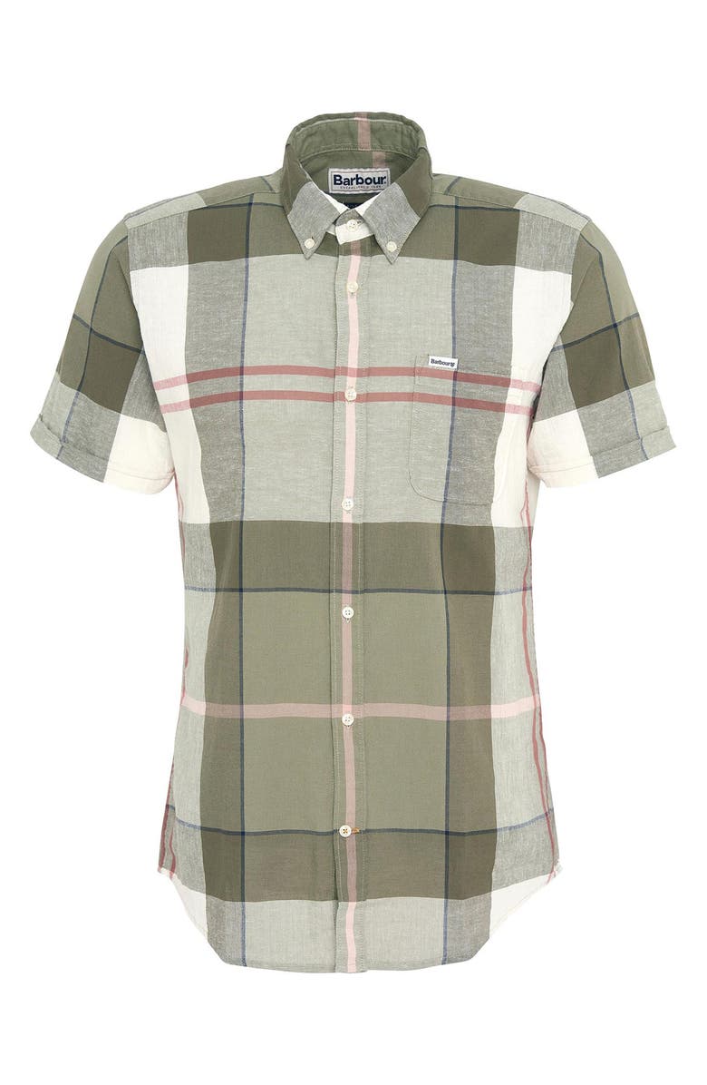 Barbour Men's Douglas Tailored Fit Plaid Short Sleeve Cotton & Linen Button-Down Shirt, Alternate, color, 