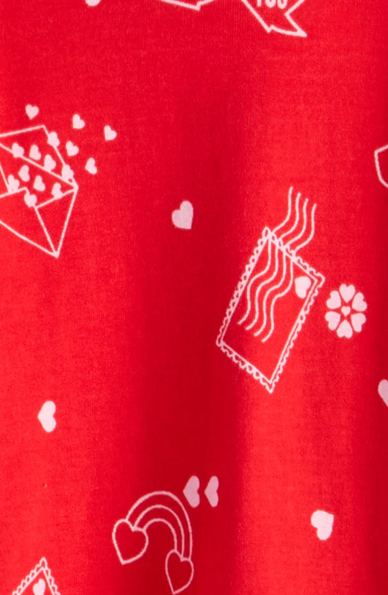 Nordstrom Kids' Print Fitted Cotton Two-Piece Pajama Set, Alternate, color, Red Valentine Cards