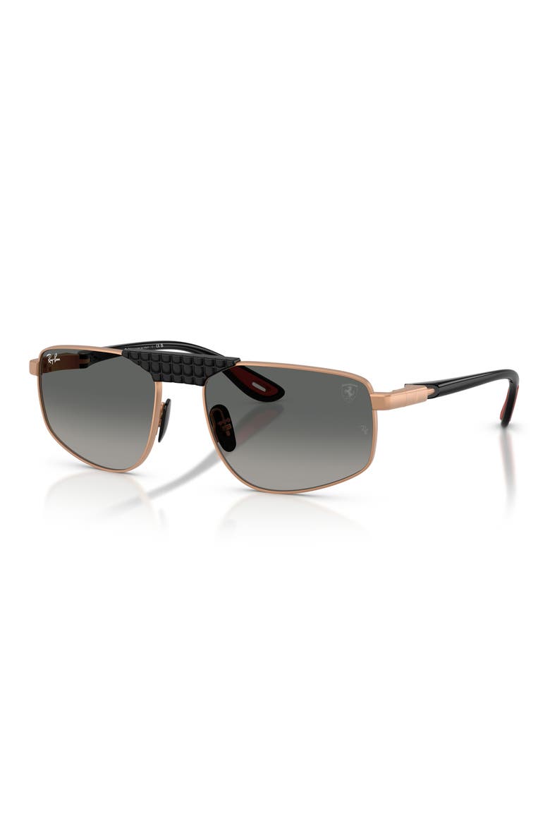 58mm Ferrari Gradient Irregular Sunglasses, Alternate, color, MATTE ROSE GOLD / GREY