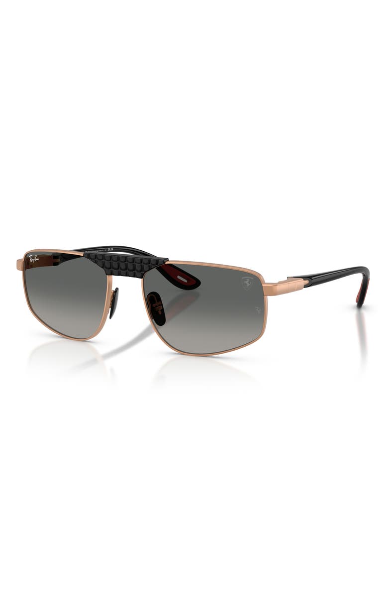 Ray-Ban 58mm Ferrari Gradient Irregular Sunglasses, Alternate, color, Matte Rose Gold / Grey