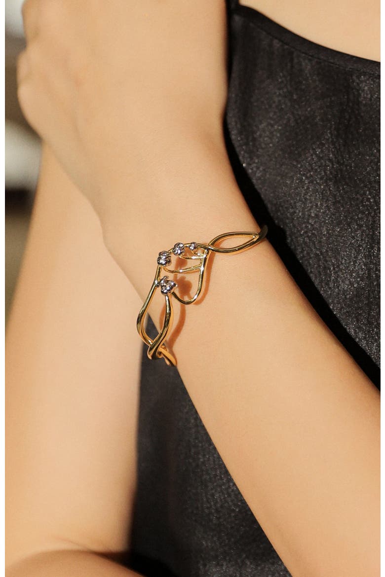 Lily of the Valley Bangle, Alternate, color, Gold & White