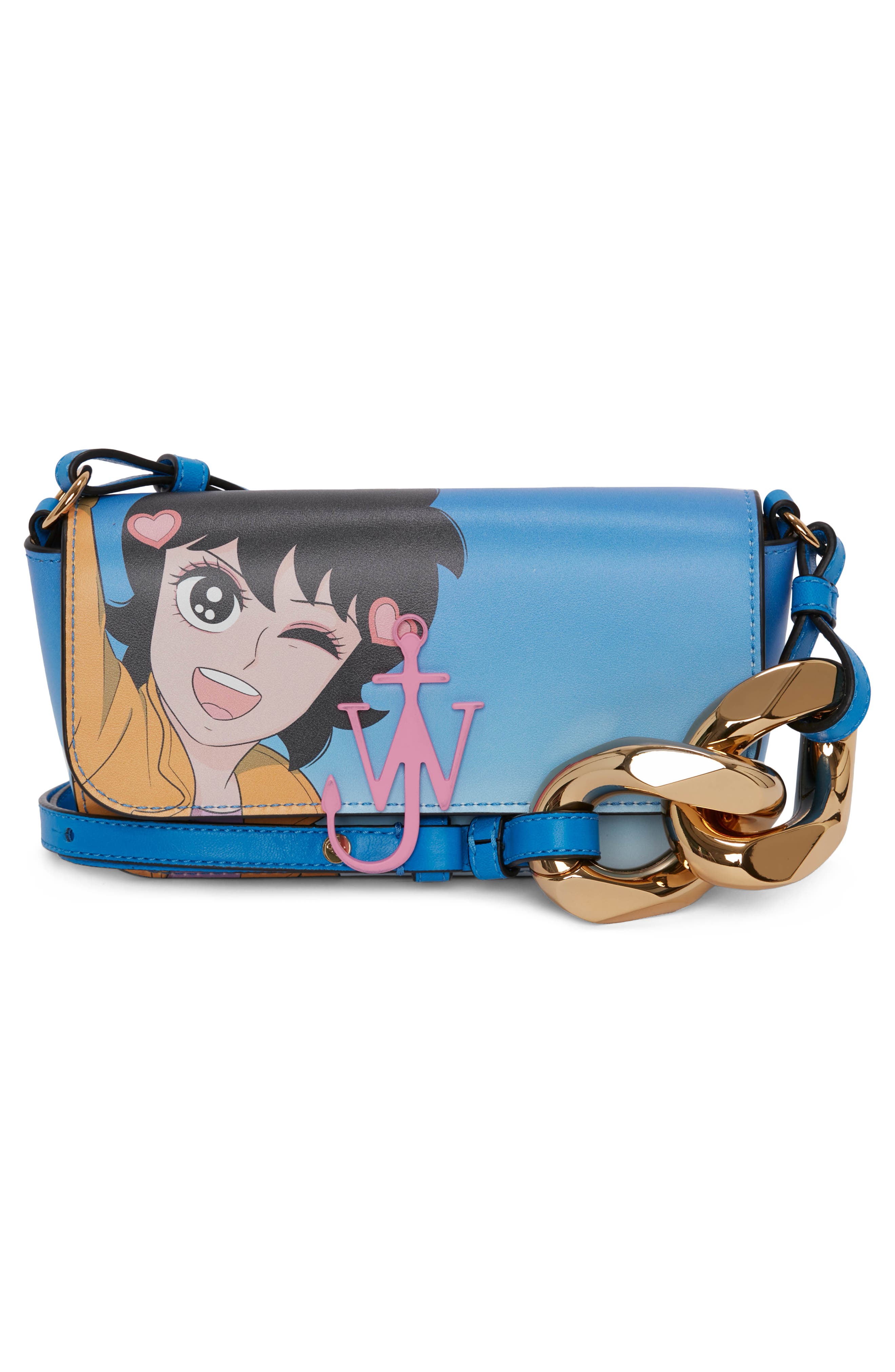 JW Anderson x 'Run Hany' Chain Baguette Anchor Leather Crossbody Bag, Alternate, color, 