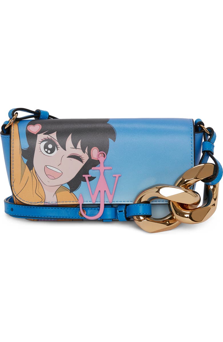 JW Anderson x 'Run Hany' Chain Baguette Anchor Leather Crossbody Bag, Alternate, color,