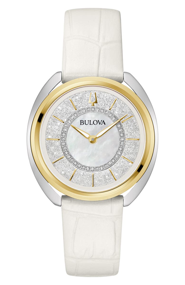 BULOVA Duality Diamond Bracelet & Two Leather Straps Watch Set, 34mm, Alternate, color, 
