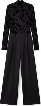 MANGO Mixed Media Long Sleeve Jumpsuit