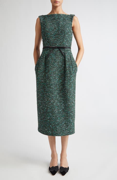 Sleeveless Tweed Sheath Dress