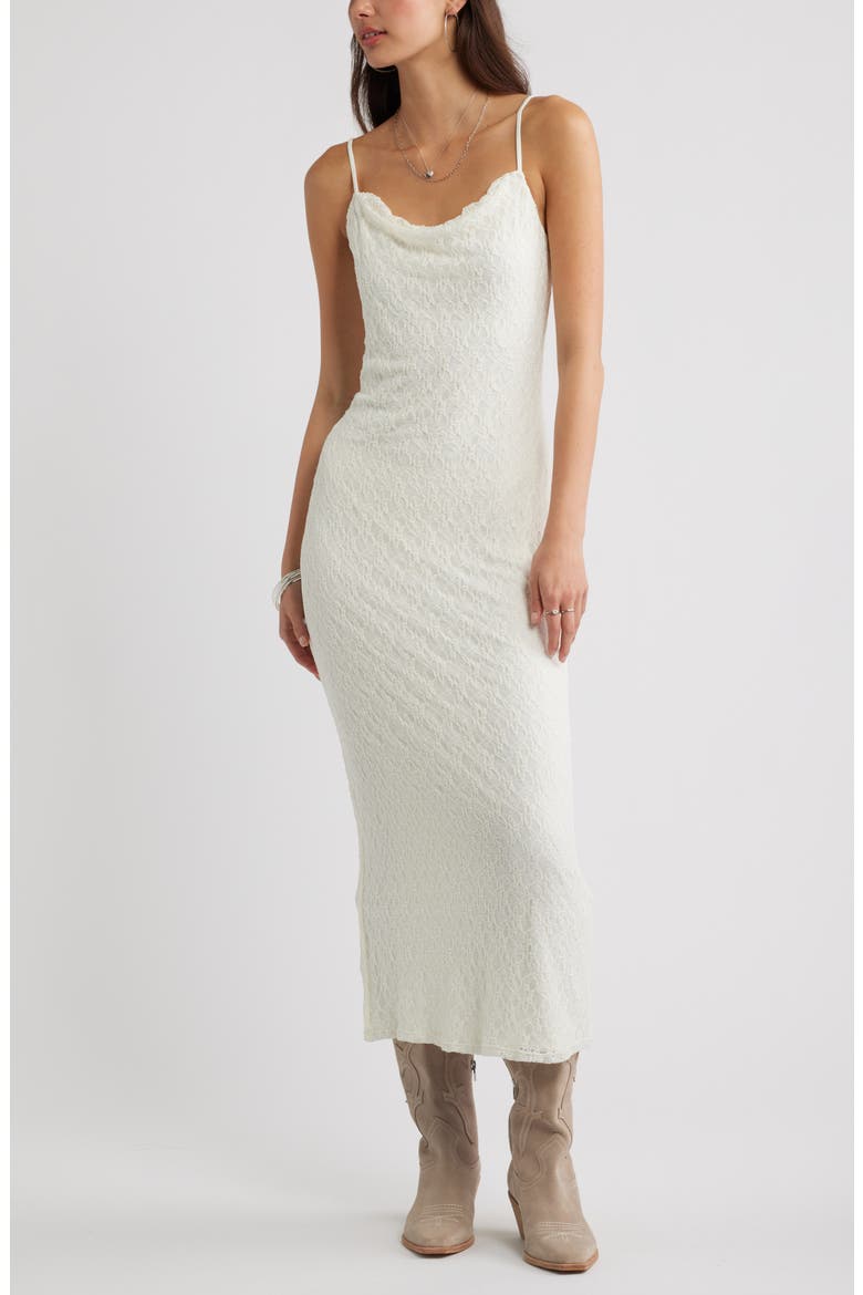 Lace Cowl Neck Maxi Dress, Main, color, IVORY