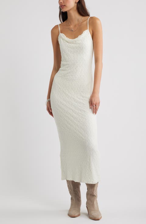 Lace Cowl Neck Maxi Dress