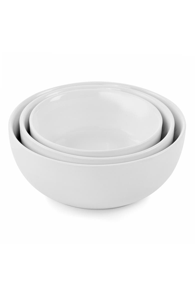 4 Piece Bowl Set with Metal Rack, Alternate, color, White