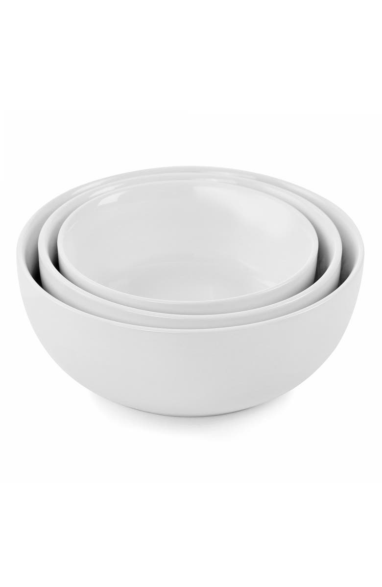 Gibson Elite 4 Piece Bowl Set with Metal Rack, Alternate, color, White