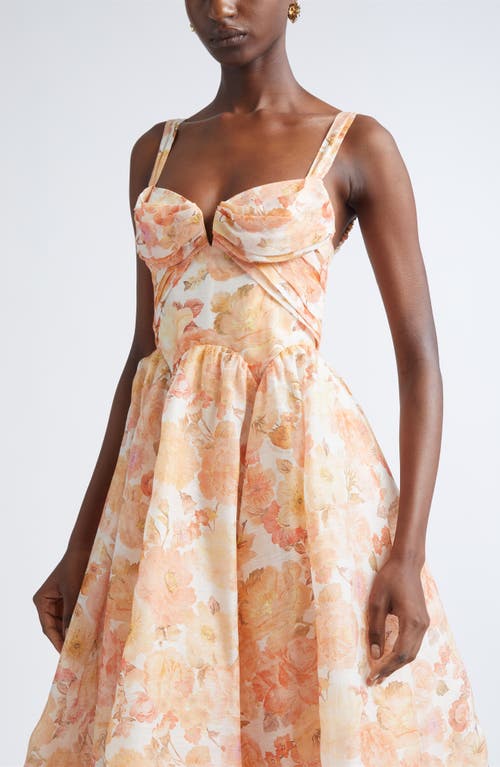 Zimmermann Womens Golden Bloom Rebellion Drape Linen And Silk Midi Dress In Orange