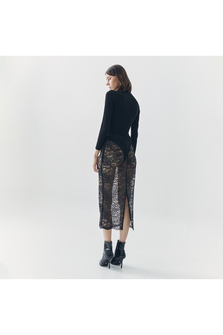 Mila See Thru Lace Skirt, Alternate, color, Black