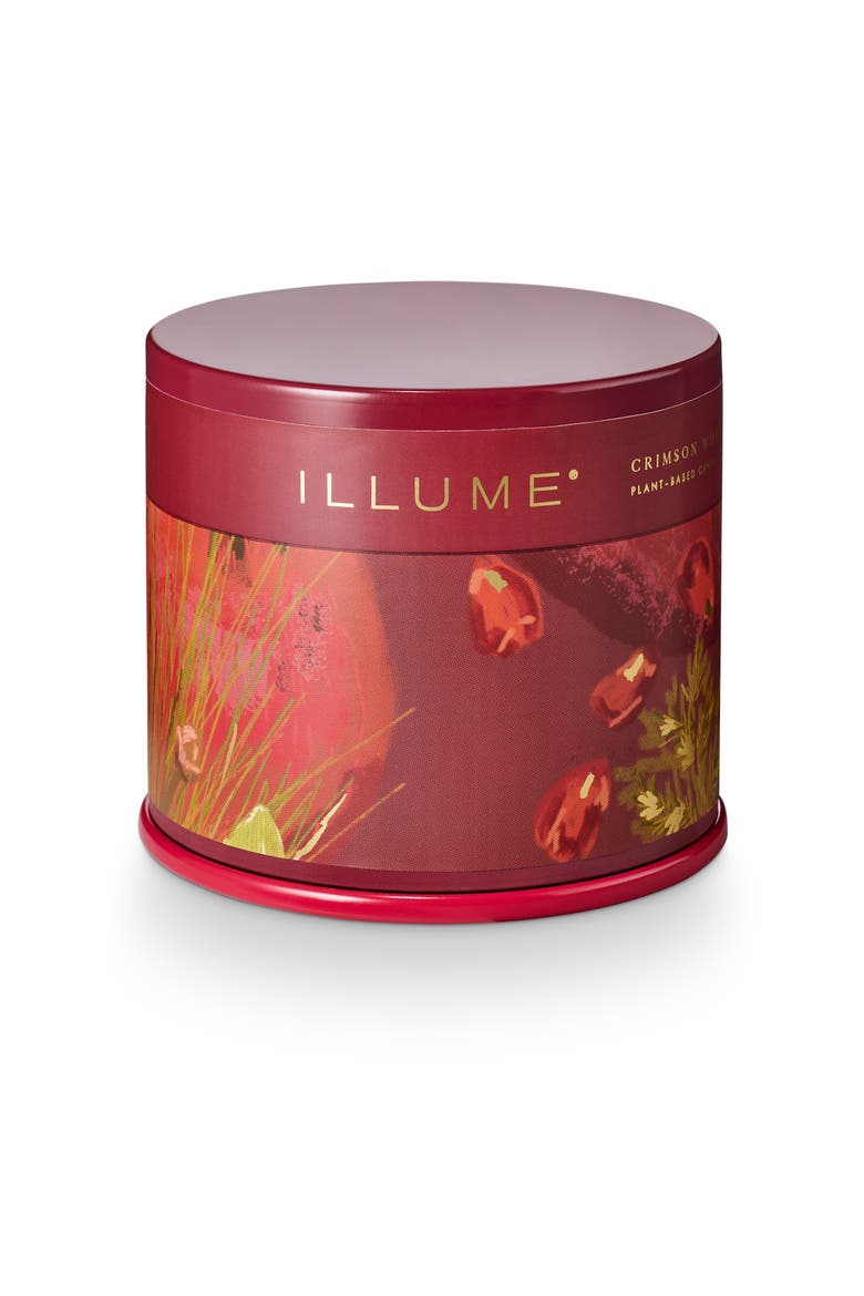 Crimson Woods Vanity Tin Candle, Main, color, Red