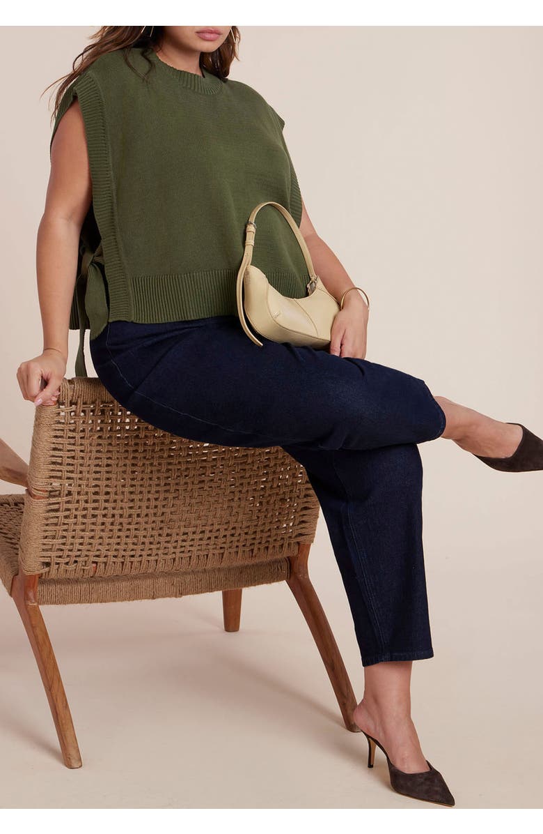 ELOQUII Overlay Sweater, Main, color, Dark Forest Green