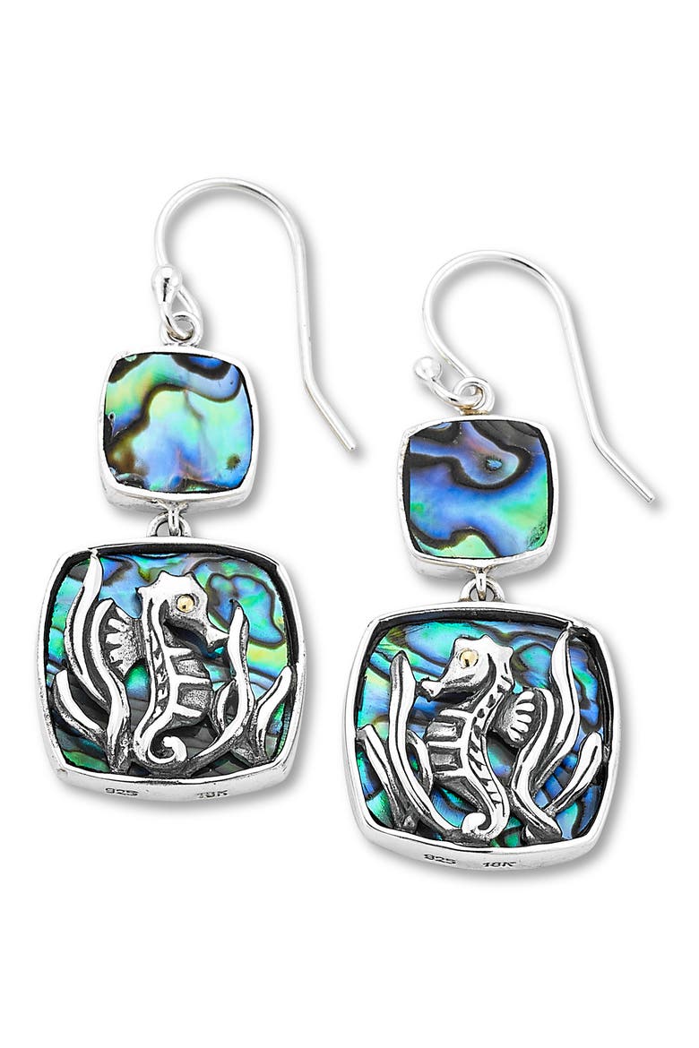 Seahorse Drop Earrings, Main, color, BLUE AND GREEN